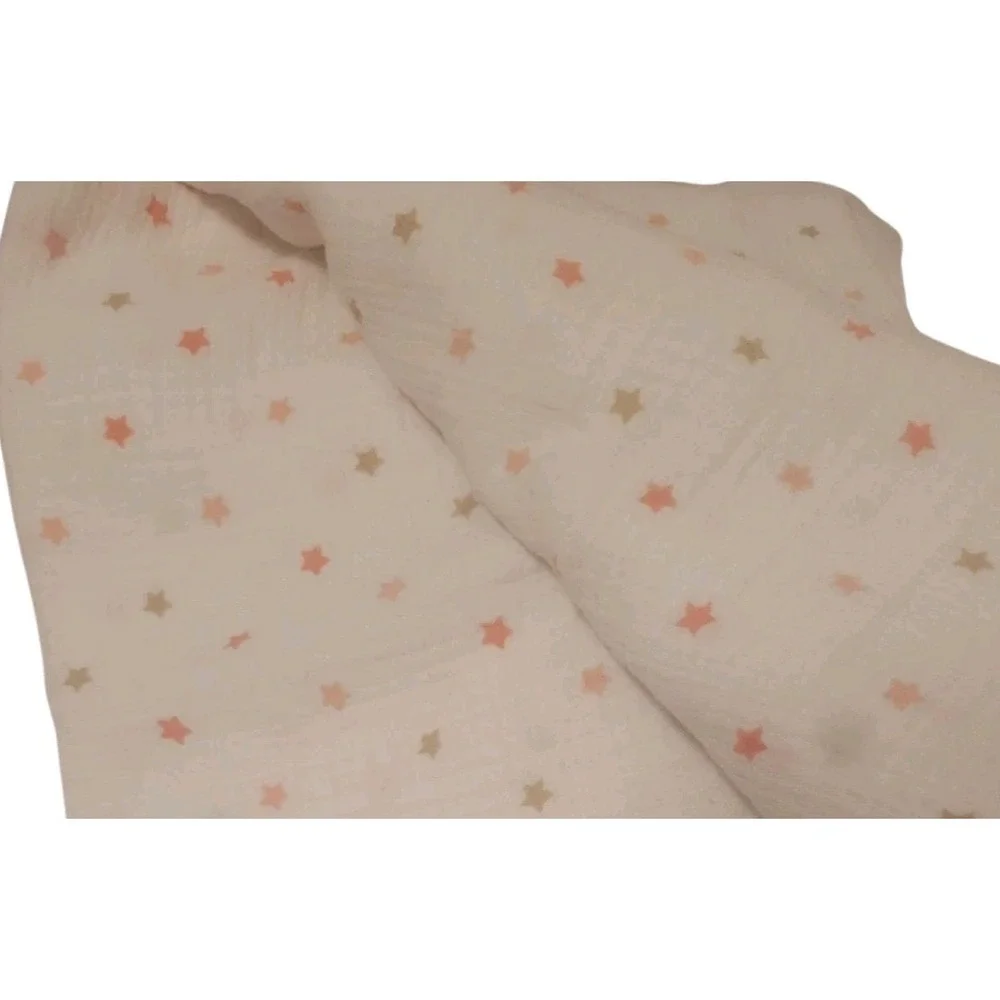 Aden by Aden + Anais  Swaddle‎ Blanket White Pink Brown Tan Stars Muslin